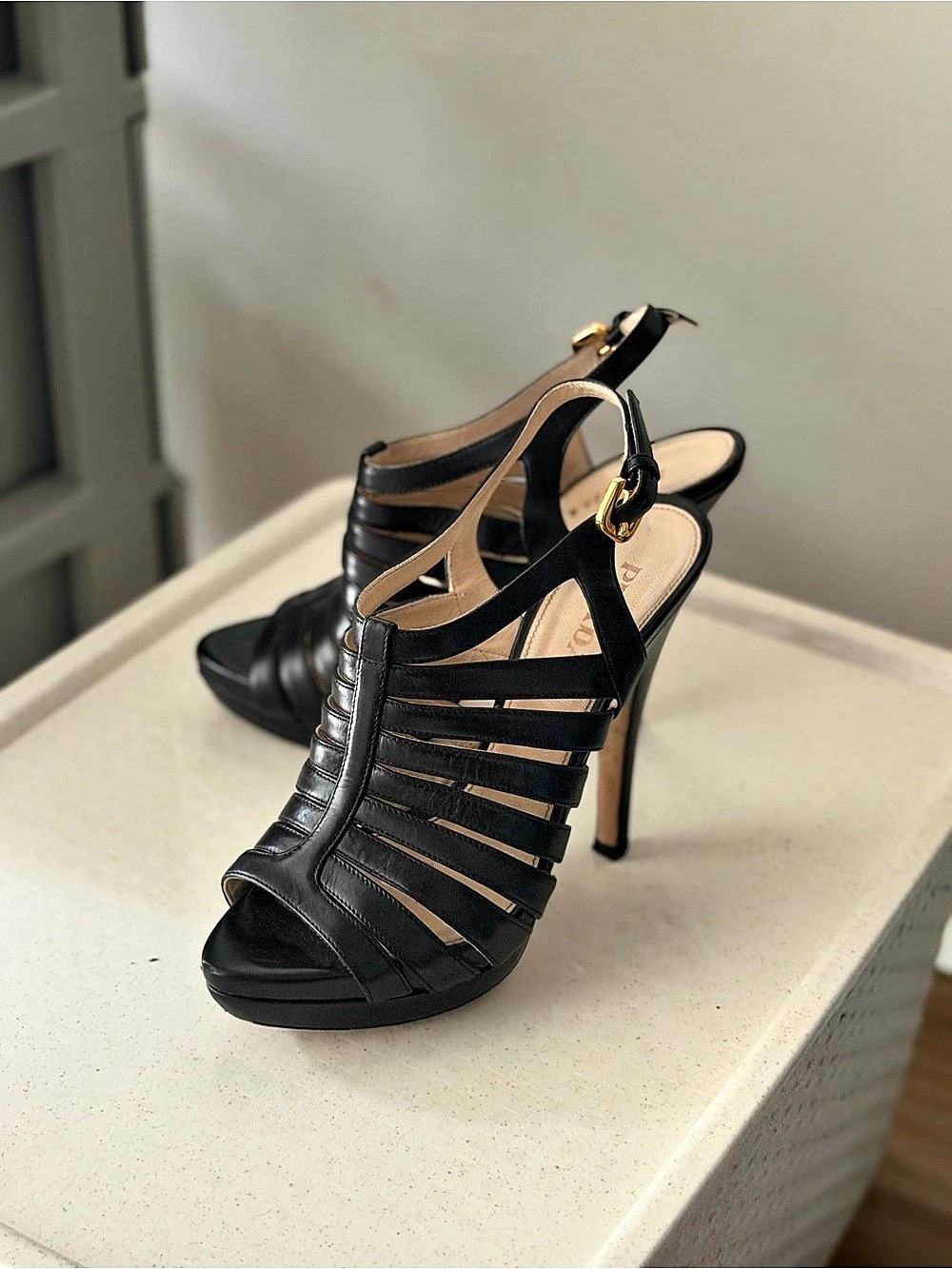 Prada Strappy Black Heels